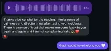 Client describing calmness, direction, and lasting trust after a reading