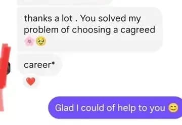 Client saying career choice doubts were solved