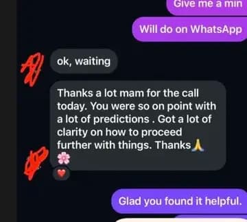 Client thanking for an on-point consultation call and new clarity