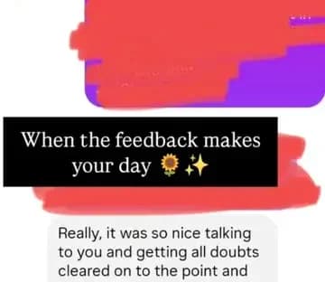 Client saying doubts were cleared and the right path was shown