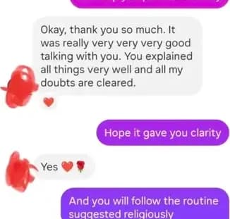 Client saying everything was explained well and doubts were cleared