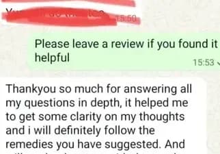Client thanking for in-depth answers and clear remedies