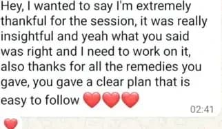 Client thanking for an insightful session and easy plan