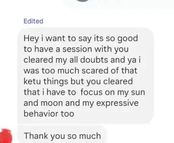 Client relieved after Ketu fears were clarified in a session