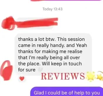 Client saying the session came in really handy