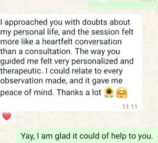 Client describing a personalized, therapeutic consultation