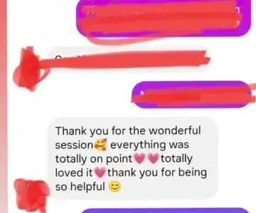 Client thanking for a wonderful, totally on-point session